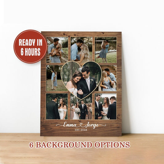 Custom Wedding Photo Collage Personalized Couple Wall Art Gift