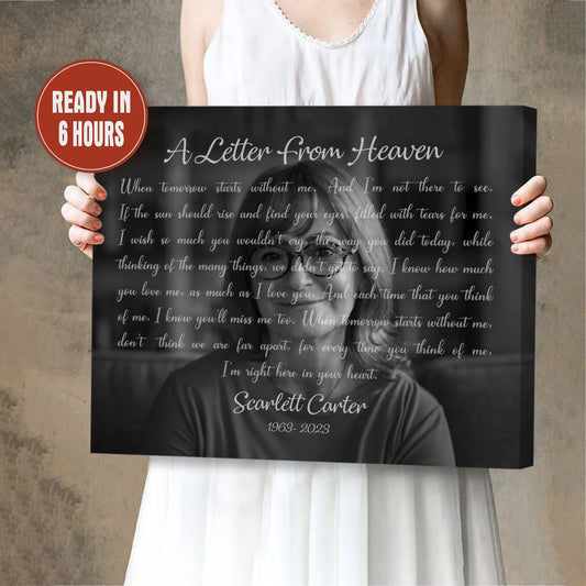 A Letter from Heaven Custom Memorial Portrait Black and White Remembrance Print
