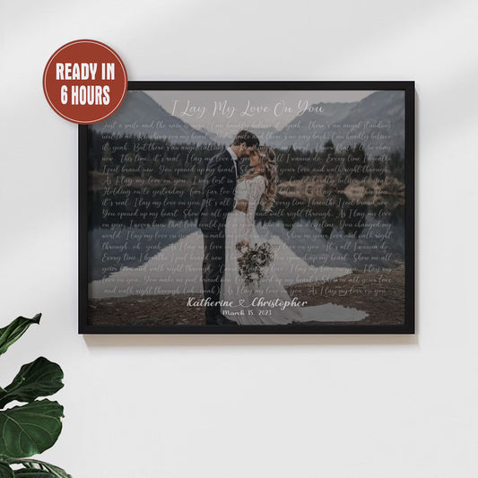 Custom Wedding Song Lyrics Wall Art with Photo – Personalized Romantic Gift for Couples