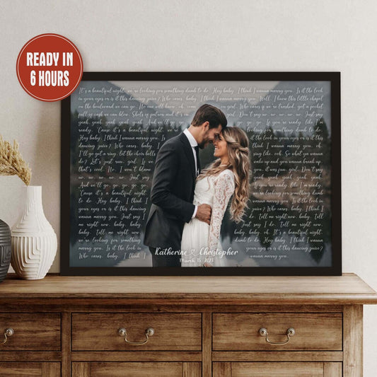 Personalized Wedding Song Lyrics Photo Print – Custom First Dance Wall Art for Couples