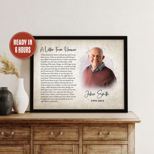 A Letter From Heaven Memorial Portrait Custom Remembrance Wall Art