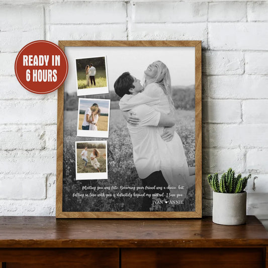 Personalized Couple Photo Collage Wall Art – Custom Love Quote Gift for Her or Him