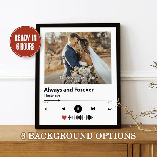 Custom Music Player Wall Art with Couple Photo Song Title and Names