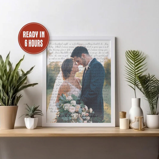 Personalized Wedding Song Lyrics Print with Photo – Custom Couple Wall Art Gift