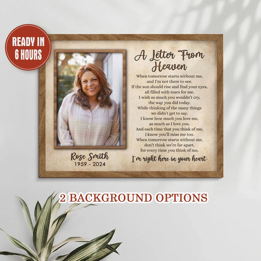 A Letter From Heaven Memorial Photo Print Personalized Sympathy Wall Art