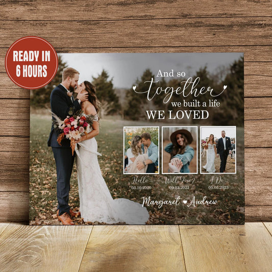 Personalized Wedding Timeline Photo Gift Custom Couple Wall Art Print