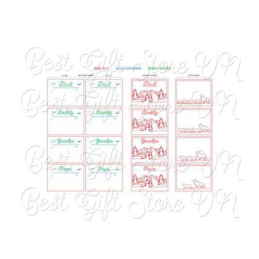 Daddy Wolf Family Laser Cut File SVG for Fathers Day Gift Digital Download for Glowforge and Cricut