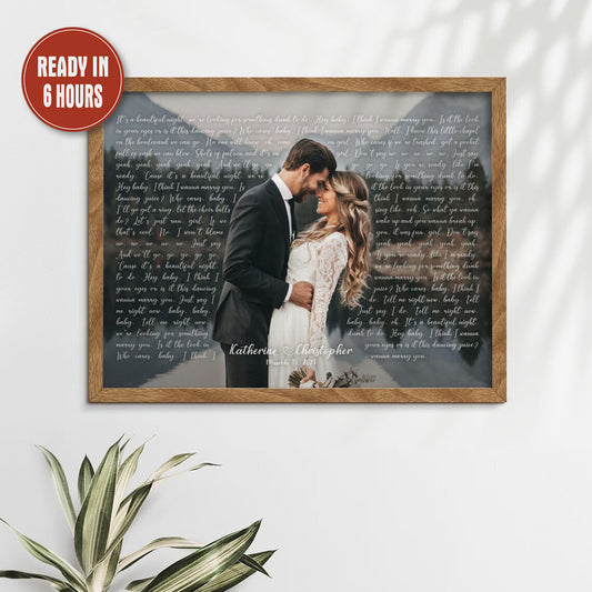 Personalized Wedding Song Lyrics Photo Print – Custom First Dance Wall Art for Couples