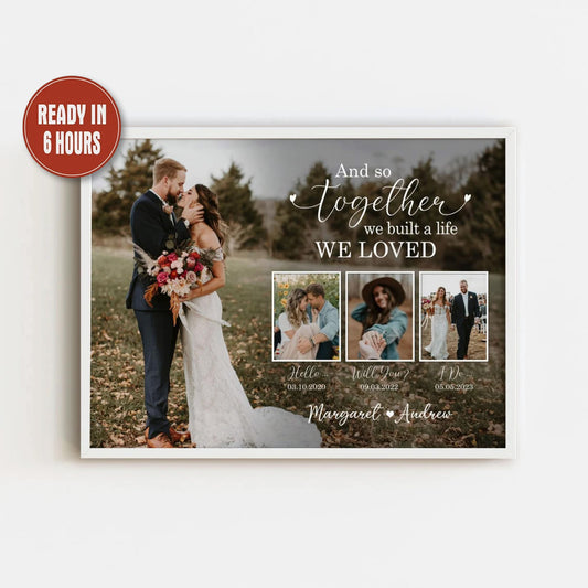 Personalized Wedding Timeline Photo Gift Custom Couple Wall Art Print