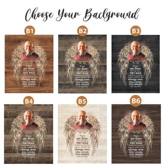 Angel Wings Memorial Wall Art Personalized Photo Print for Loss of Loved One