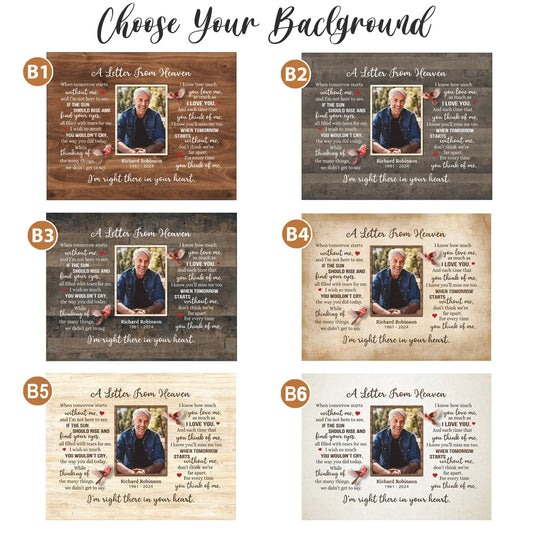 Personalized Memorial Photo Canvas – A Letter From Heaven Poem Wall Art
