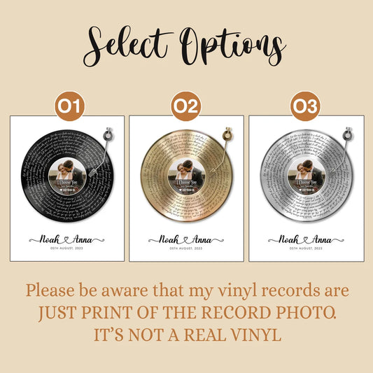 Personalized Vinyl Record Wall Art with Photo and Song Lyrics Custom Couple Gift