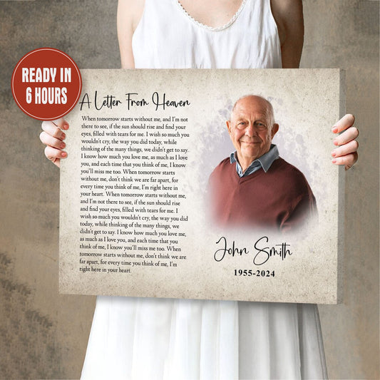 A Letter From Heaven Memorial Portrait Custom Remembrance Wall Art