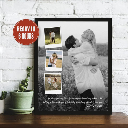 Personalized Couple Photo Collage Wall Art – Custom Love Quote Gift for Her or Him