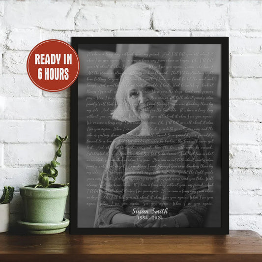 Custom Memorial Photo Print with Song Lyrics – Personalized In Loving Memory Wall Art