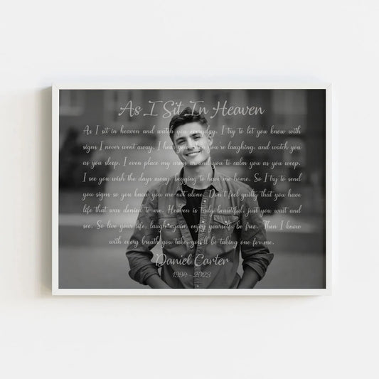 As I Sit In Heaven Memorial Portrait Custom Tribute Print