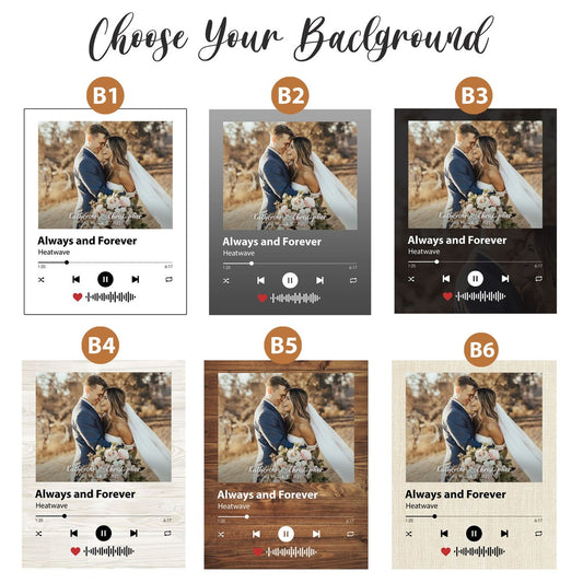 Custom Music Player Wall Art with Couple Photo Song Title and Names