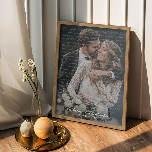 Personalized Wedding Song Lyrics with Photo Custom First Dance Canvas Print
