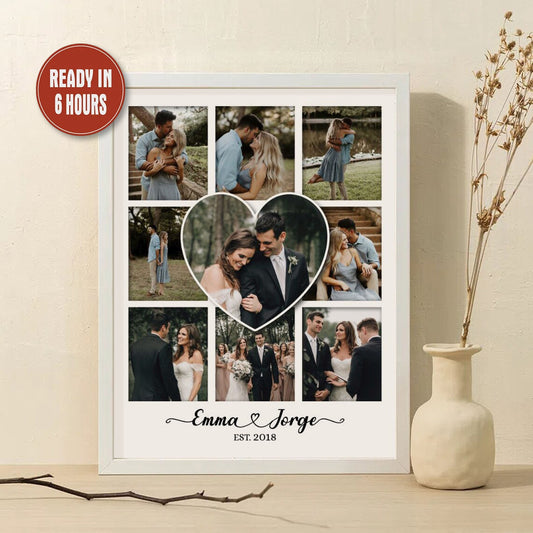 Custom Wedding Photo Collage Personalized Couple Wall Art Gift