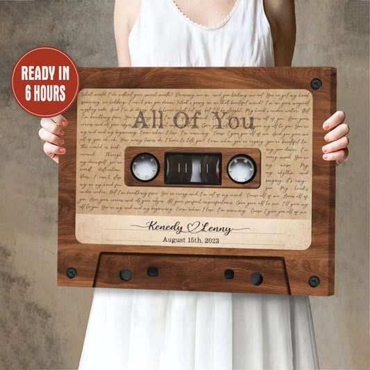 Custom Cassette Tape Wall Art with Song Lyrics and Names – Personalized Anniversary Gift