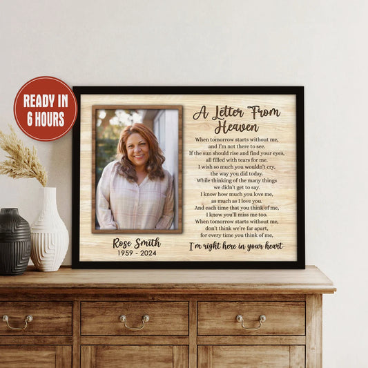 A Letter From Heaven Memorial Photo Print Personalized Sympathy Wall Art