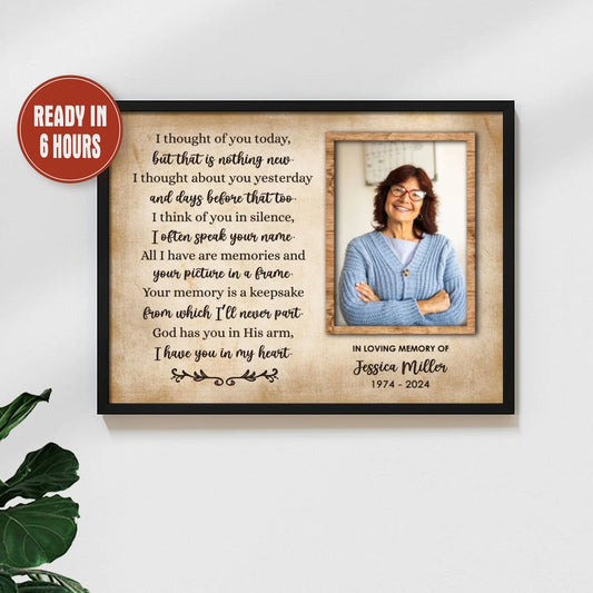 Personalized Memorial Photo Print I Thought of You Today In Loving Memory Gift