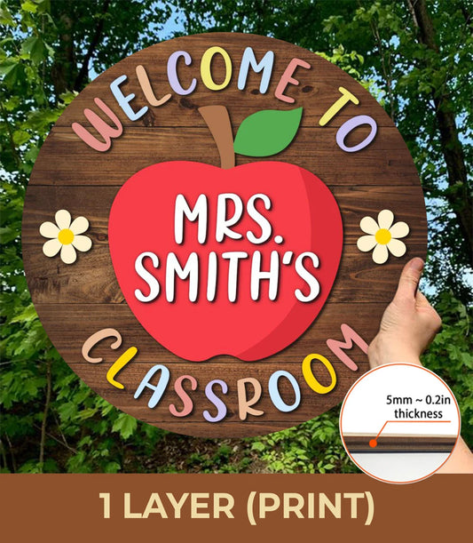 Personalized Apple Classroom Door Sign – Welcome Back to School Teacher Gift