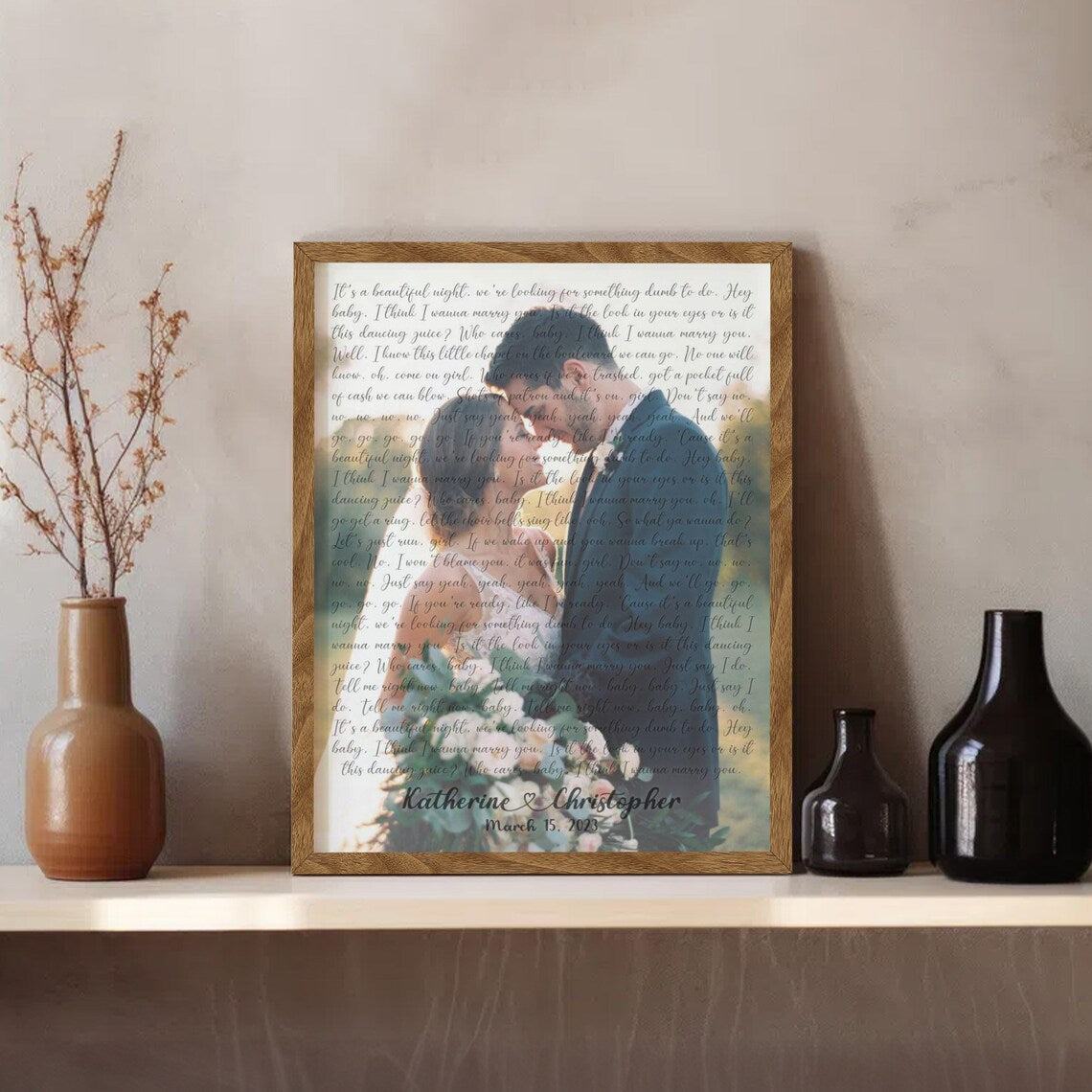 Personalized Wedding Song Lyrics Print with Photo – Custom Couple Wall Art Gift