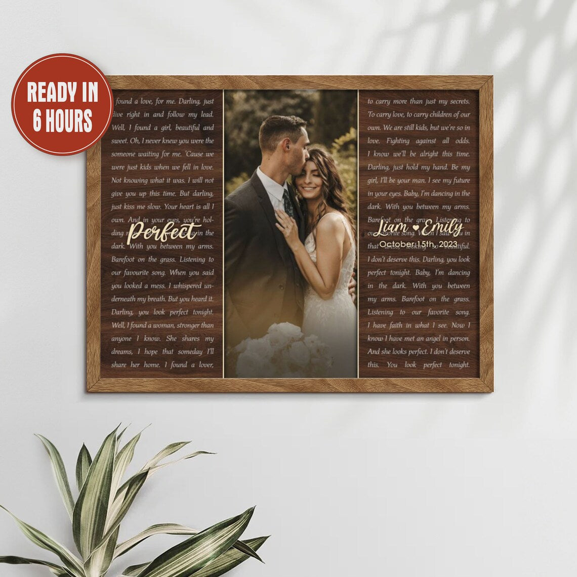Custom Wedding Photo Wall Art with Song Lyrics – Personalized Anniversary Gift for Couples