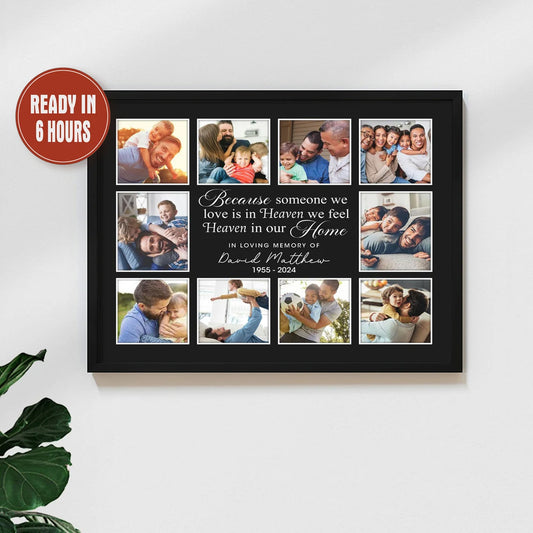 Personalized Memorial Photo Collage Wall Art Heaven in Our Home Quote