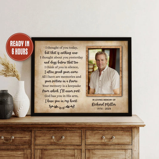 I Thought Of You Today Memorial Photo Print Personalized In Loving Memory Gift