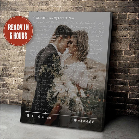 Personalized Song Lyrics Wall Art with Photo and Music Player – Custom Wedding or Anniversary Gift