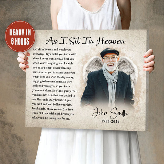 As I Sit In Heaven Custom Memorial Portrait Personalized Tribute Print