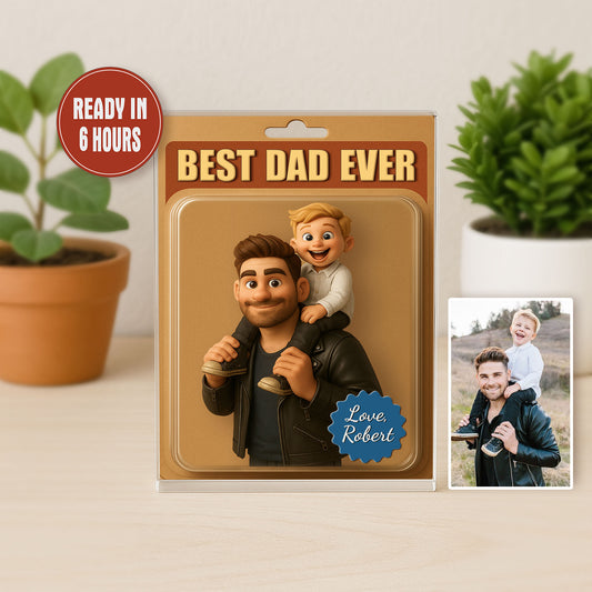 Personalized Fathers Day Gift For Dad, Custom Dad And Kids Photo Acrylic Block