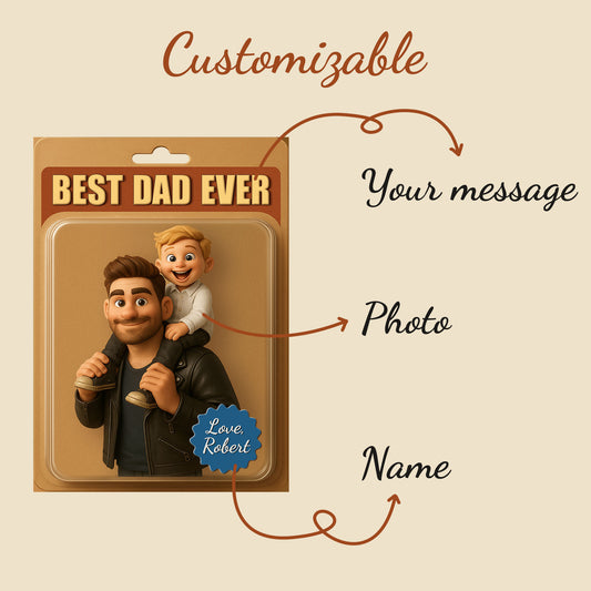 Personalized Fathers Day Gift For Dad, Custom Dad And Kids Photo Acrylic Block