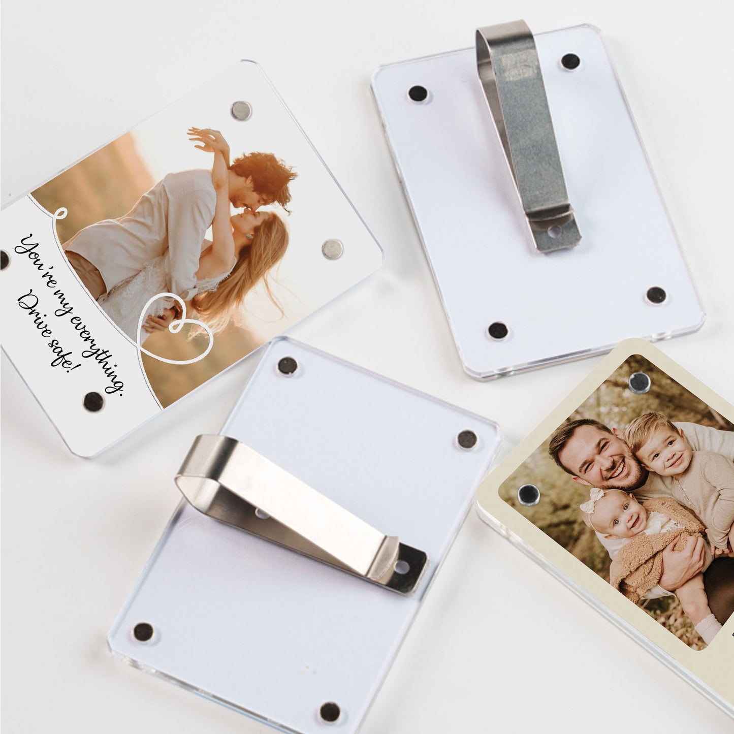 Personalized Car Visor Photo Clip, Couples Safe Driving Keepsake, Romantic Boyfriend Gift
