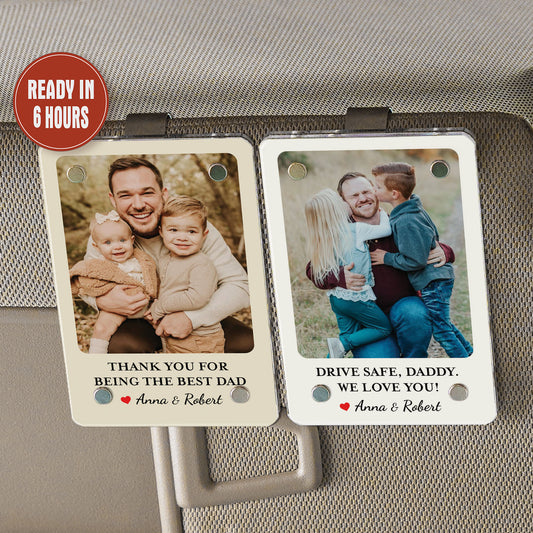 Custom Photo Car Visor Clip, Fathers Day Gift For Dad, Gift for Husband