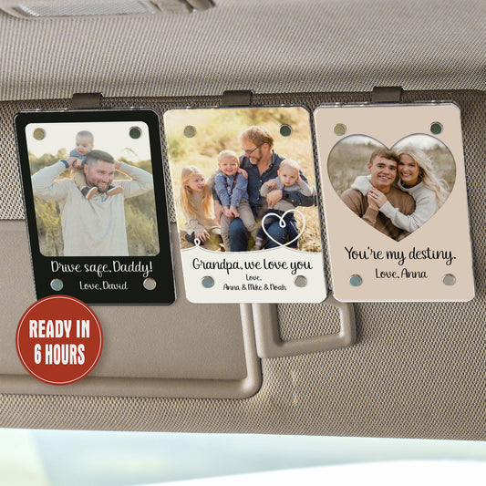 Personalized Sun Visor Photo Clip, Custom Picture Car Visor Clip, Drive Safe Gift, Anniversary Gift for Boyfriend