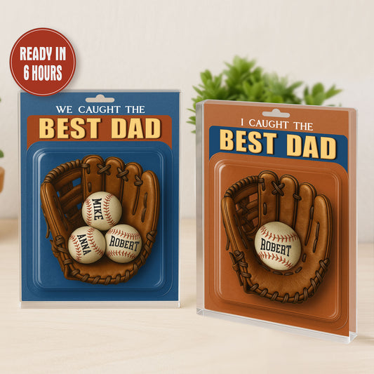 Personalized Father’s Day or Birthday Gift, We Caught the Best Dad Baseball Display with Kids' Names