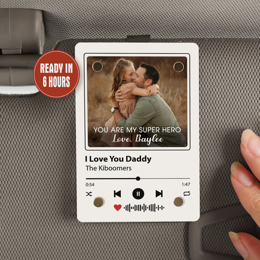 Personalized Photo Car Visor Clip Gift for Dad, Fathers Day Gifts, Gift for Grandpa