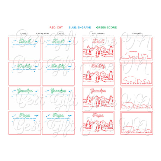 Daddy Bear Family Personalized Laser Cut File SVG for Fathers Day Digital Download for Glowforge and Cricut