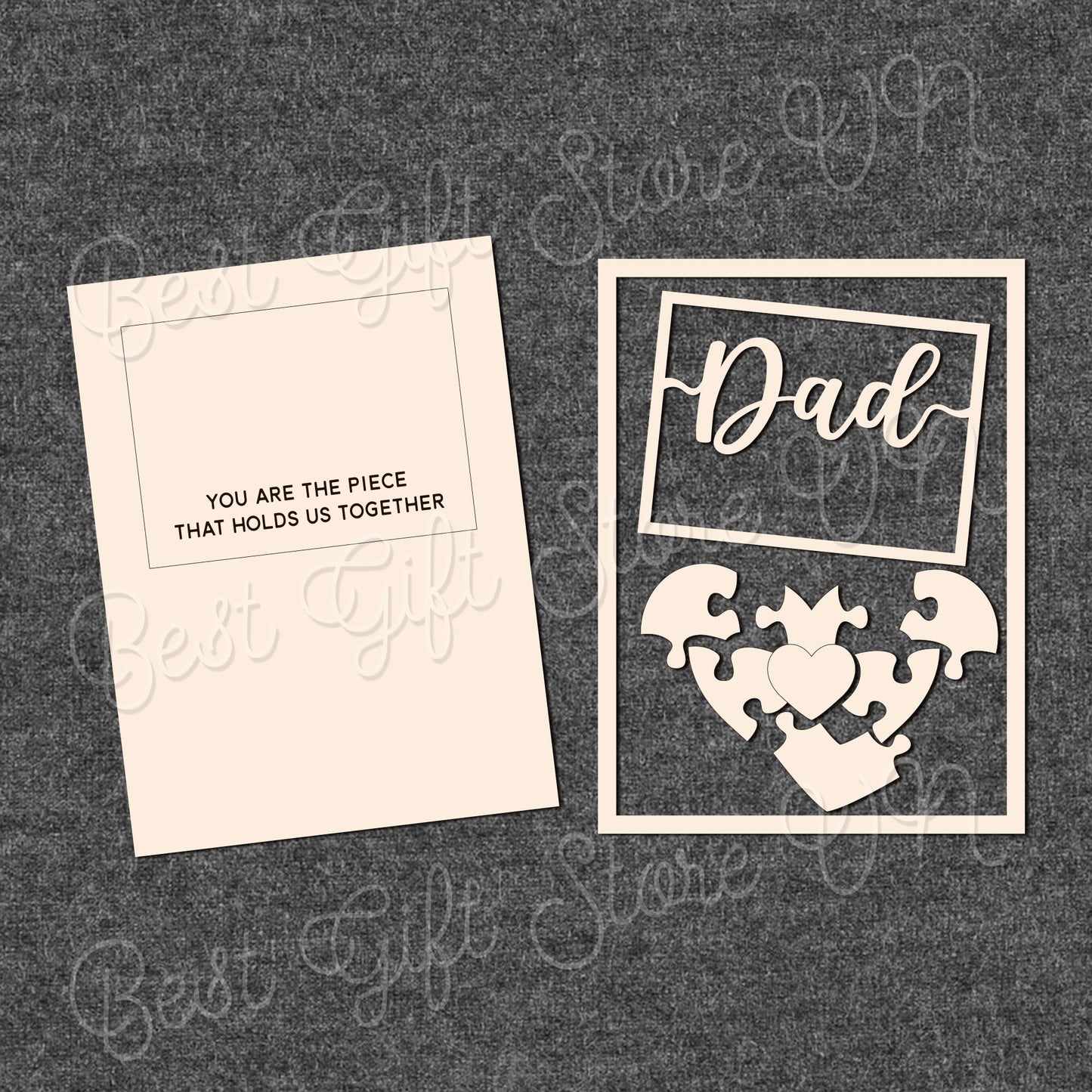 Dad Puzzle Heart Sign SVG Laser Cut File, Father’s Day SVG Gift - Instant Download