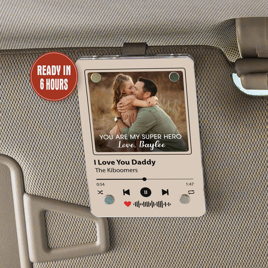 Personalized Photo Car Visor Clip Gift for Dad, Fathers Day Gifts, Gift for Grandpa